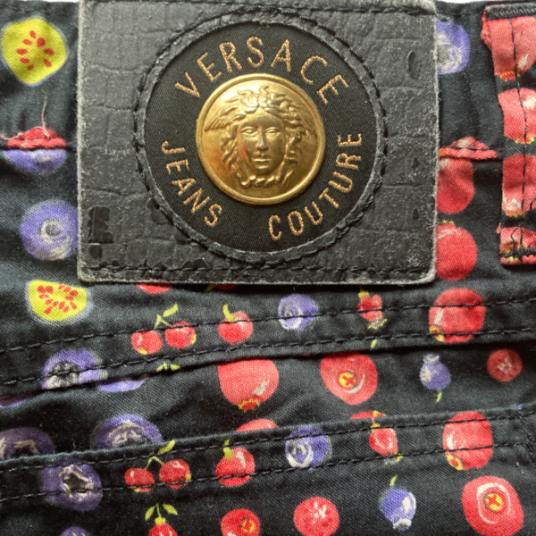 Versace Black Fruits Pants Back Medusa