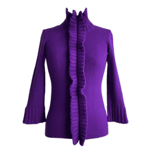 miu miu fw1999 purple ruffle zip sweater