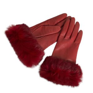 Gianfranco Ferre Red Fur Lined Leather Gloves